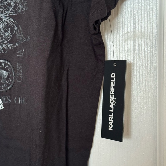Karl Lagerfeld Black Crew Neck Tee with Fabulous graphic, NEW, Luxury - Picture 4 of 7